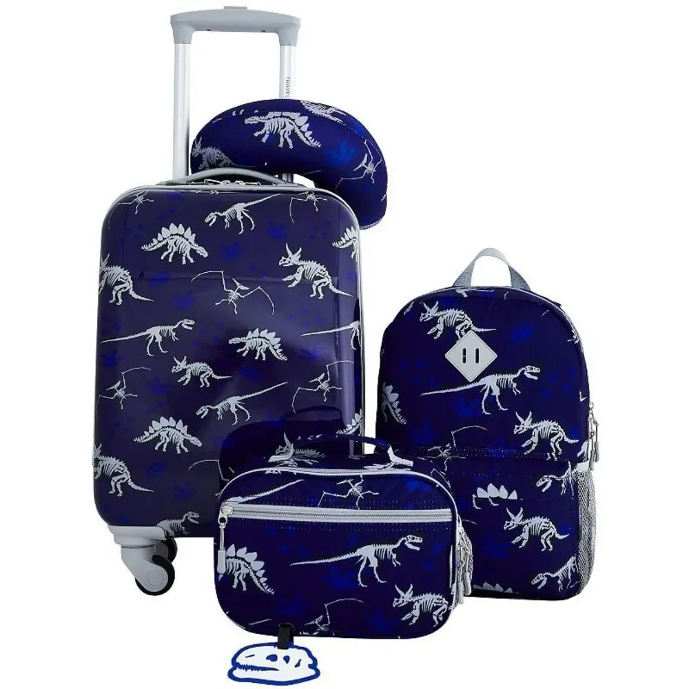 Travelers Club Kid's 4-PCs Carry-On Luggage, Backpack, Lunch Bag, Neck Pillow